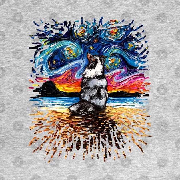 Merle Shetland Sheepdog Night (Splash Version) by sagittariusgallery